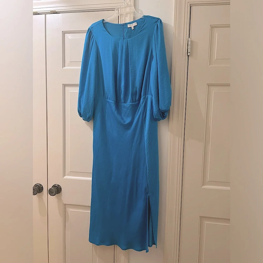 Skies Are Blue Vibrant Blue Midi Dress - Picture 1 of 8